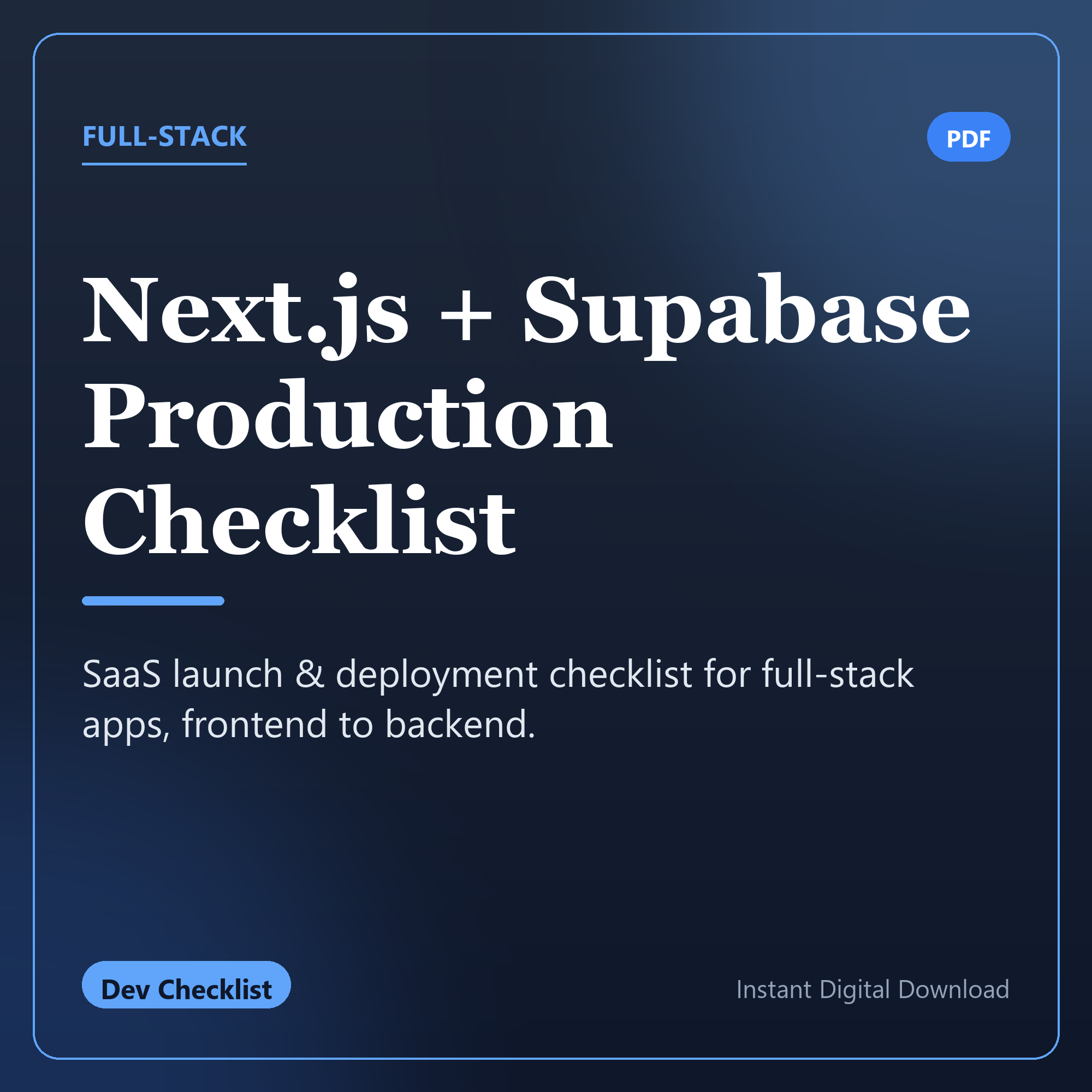 Next.js + Supabase Production Launch Checklist