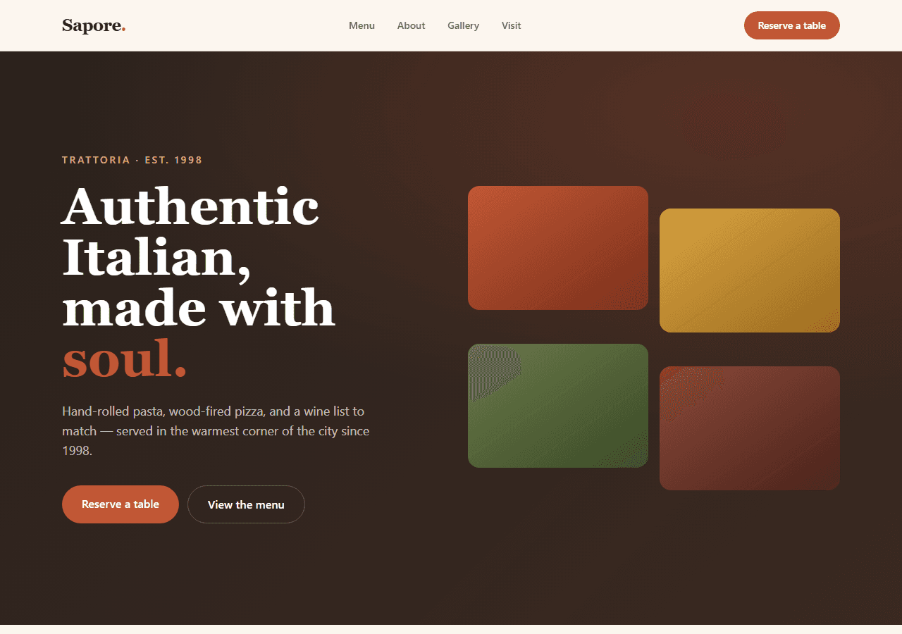 Restaurant & Cafe — Next.js + Tailwind template preview