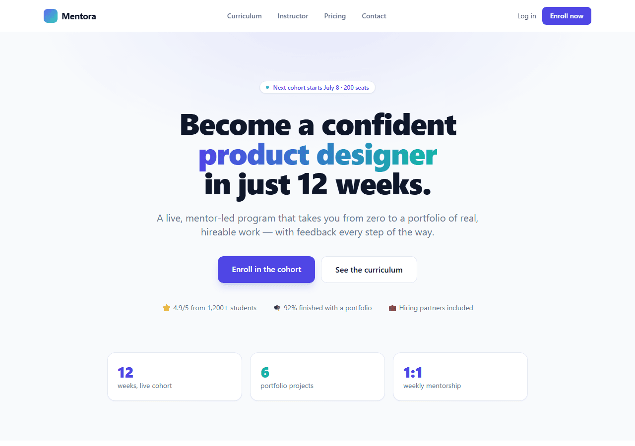 Online Course — Next.js + Tailwind template preview