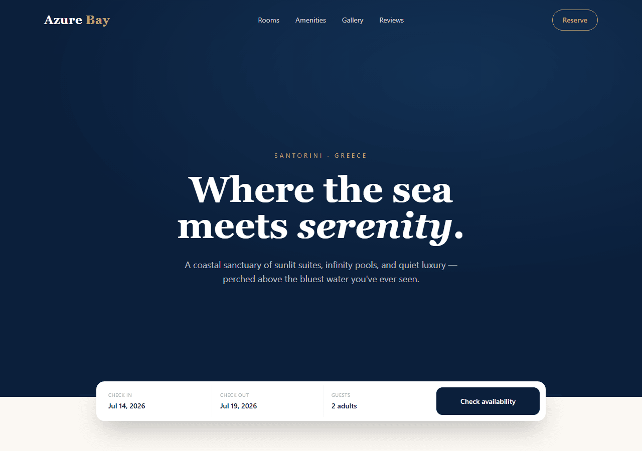 Hotel Booking — Next.js + Tailwind template preview