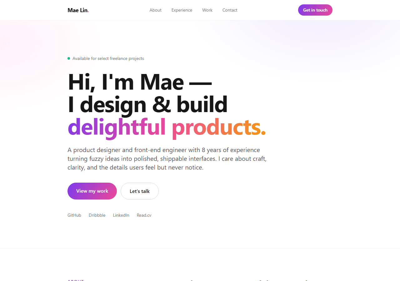 Personal CV — Next.js + Tailwind template preview