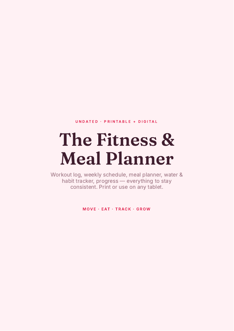 Actual Gumroad product cover for Fitness & Meal Planner — Undated Printable
